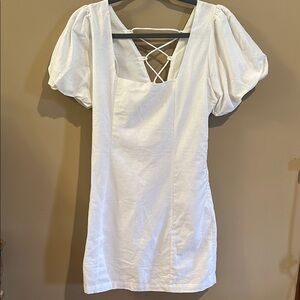Altard state white puff sleeve mini dress